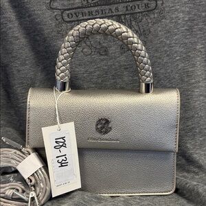 Silver Handbag with Braided Handle